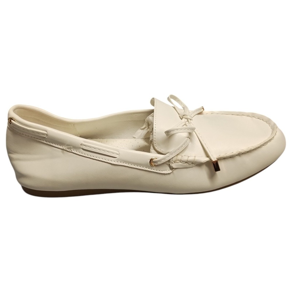 Dream Pairs Bow Moccasins Loafer Shoes Womens Size 8.5 White Round Toe Slip On